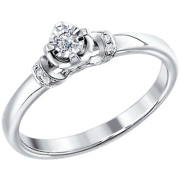 Помолвочное кольцо из белого золота с бриллиантами 1011075