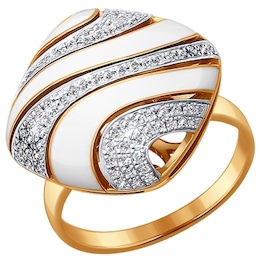 Кольцо из золота с эмалью с бриллиантами 1011089