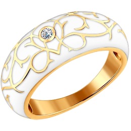 Кольцо из золота с эмалью с бриллиантом 1011163