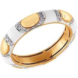 Кольцо из золота с эмалью с бриллиантами 1011187