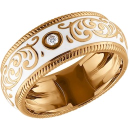 Золотое кольцо с эмалью 1011190