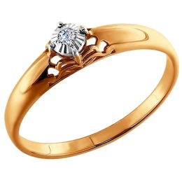 Золотое помолвочное кольцо с бриллиантом 1011212