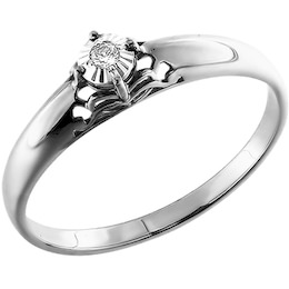 Помолвочное кольцо из белого золота с бриллиантом 1011213