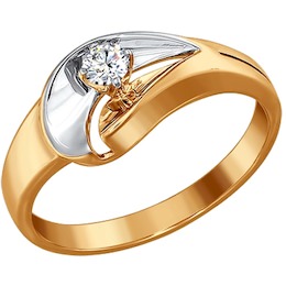 Кольцо из комбинированного золота с бриллиантом 1011256