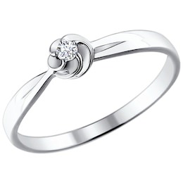 Помолвочное кольцо из белого золота с бриллиантом 1011367