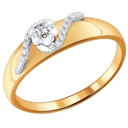 Кольцо из комбинированного золота с бриллиантами 1011398
