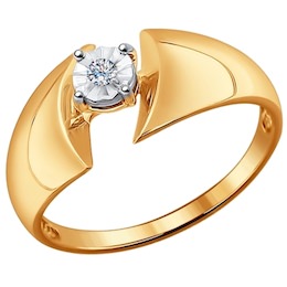 Кольцо из золота с бриллиантом 1011411