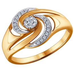 Кольцо из комбинированного золота с бриллиантами 1011476