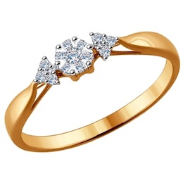 Помолвочное кольцо из комбинированного золота с бриллиантами 1011481