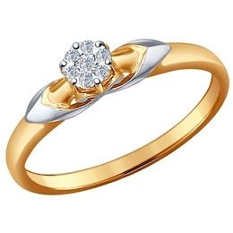 Помолвочное кольцо из комбинированного золота с бриллиантами 1011487