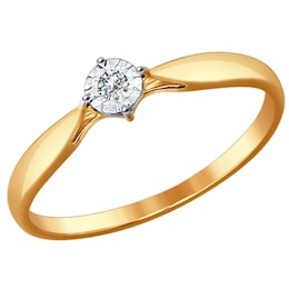 Помолвочное кольцо из комбинированного золота с бриллиантом 1011492