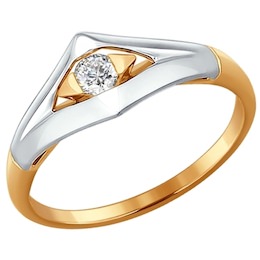 Кольцо из комбинированного золота с бриллиантом 1011512
