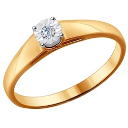 Помолвочное кольцо из комбинированного золота с бриллиантом 1011522