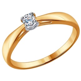 Помолвочное кольцо из комбинированного золота с бриллиантом 1011532