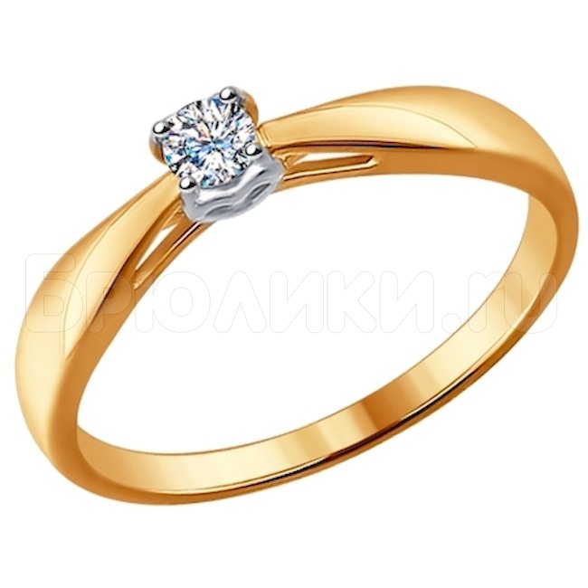 Помолвочное кольцо из комбинированного золота с бриллиантом 1011532