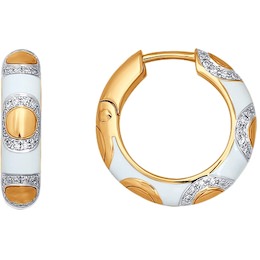 Серьги-кольца с эмалью и бриллиантами 1020730