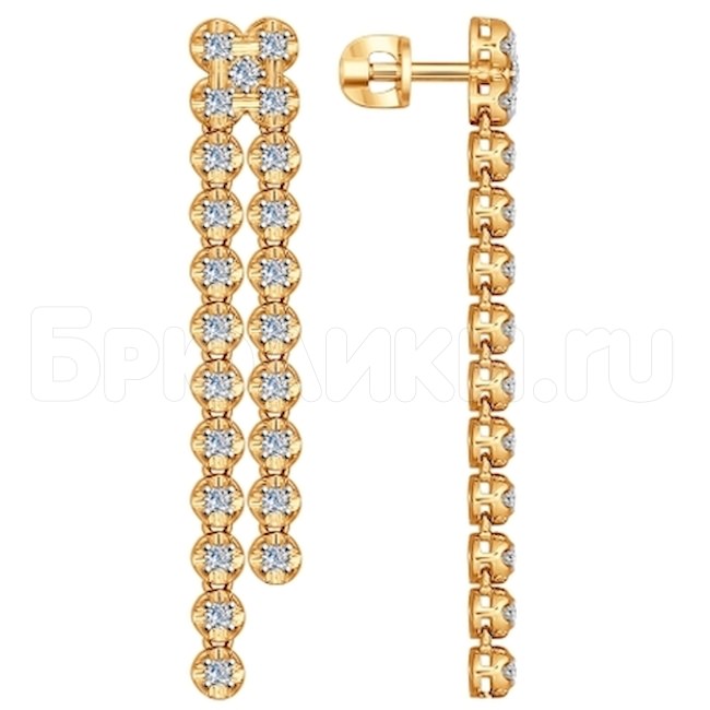 Серьги длинные из золота с бриллиантами 1021019