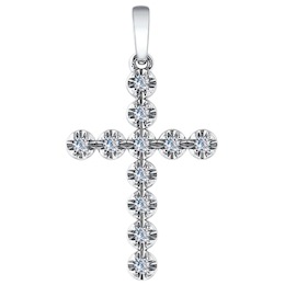 Крест из белого золота с бриллиантами 1030540
