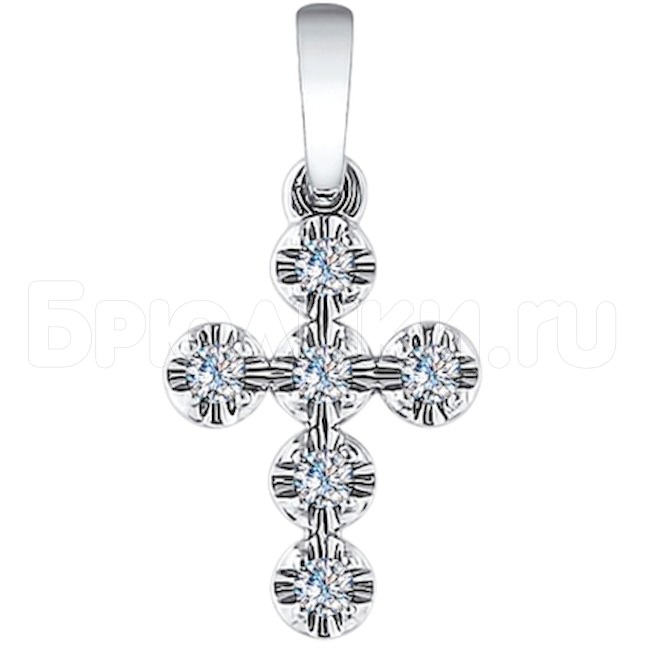 Крест из белого золота с бриллиантами 1030541