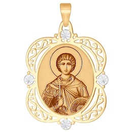 Иконка из золота с алмазной гранью и лазерной обработкой 103151