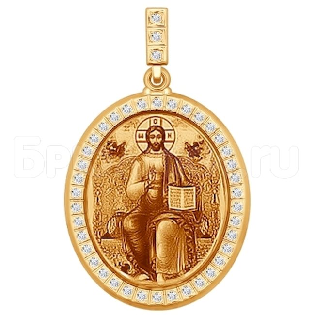 Иконка из золота с лазерной обработкой с фианитами 103250