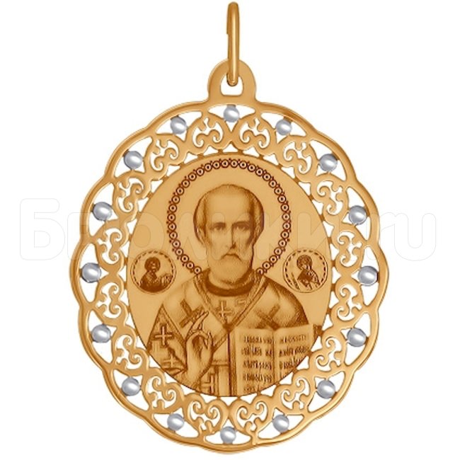 Иконка из золота с алмазной гранью и лазерной обработкой 103670