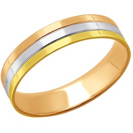 Обручальное кольцо из комбинированного золота с алмазной гранью 110160