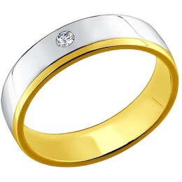 Обручальное кольцо из комбинированного золота с бриллиантом 1110056