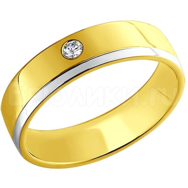 Обручальное кольцо из желтого золота и белого 1110057