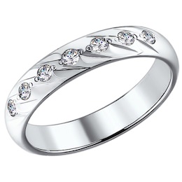 Обручальное кольцо из белого золота с бриллиантами 1110063