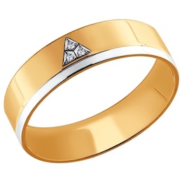 Обручальное кольцо из комбинированного золота с бриллиантами 1110070