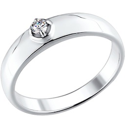 Обручальное кольцо из белого золота с бриллиантом 1110130