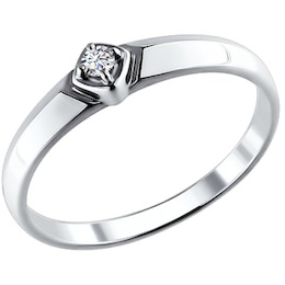 Помолвочное кольцо из белого золота с бриллиантом 1110136