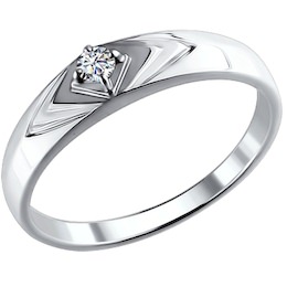Обручальное кольцо из белого золота с бриллиантом 1110138