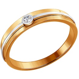 Кольцо из комбинированного золота с бриллиантом 1110145
