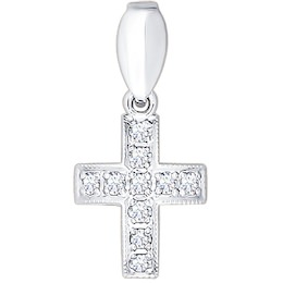 Крест из белого золота с бриллиантами 1120014