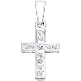 Крест из белого золота с бриллиантами 1120015