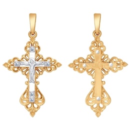 Крест из комбинированного золота с бриллиантами 1120029