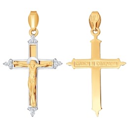 Крест из комбинированного золота с бриллиантами 1120034