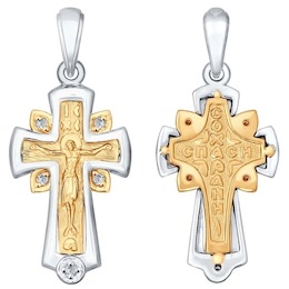 Крест из комбинированного золота с бриллиантами 1120058