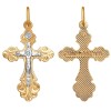Крест из комбинированного золота с алмазной гранью с бриллиантом 1120091