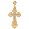 Крест из комбинированного золота с гравировкой 121003