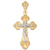 Крест из комбинированного золота с гравировкой 121023