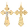 Крест из комбинированного золота с алмазной гранью и лазерной обработкой 121226