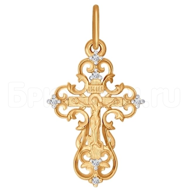 Крест из золота с фианитами 121271