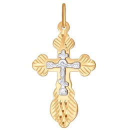 Крест из комбинированного золота с алмазной гранью 121312
