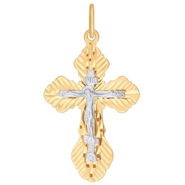 Крест из комбинированного золота с алмазной гранью 121313