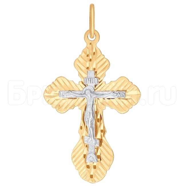 Крест из комбинированного золота с алмазной гранью 121313