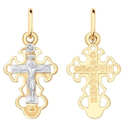 Крест из золота с фианитом 121315