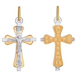 Крест из комбинированного золота 121319